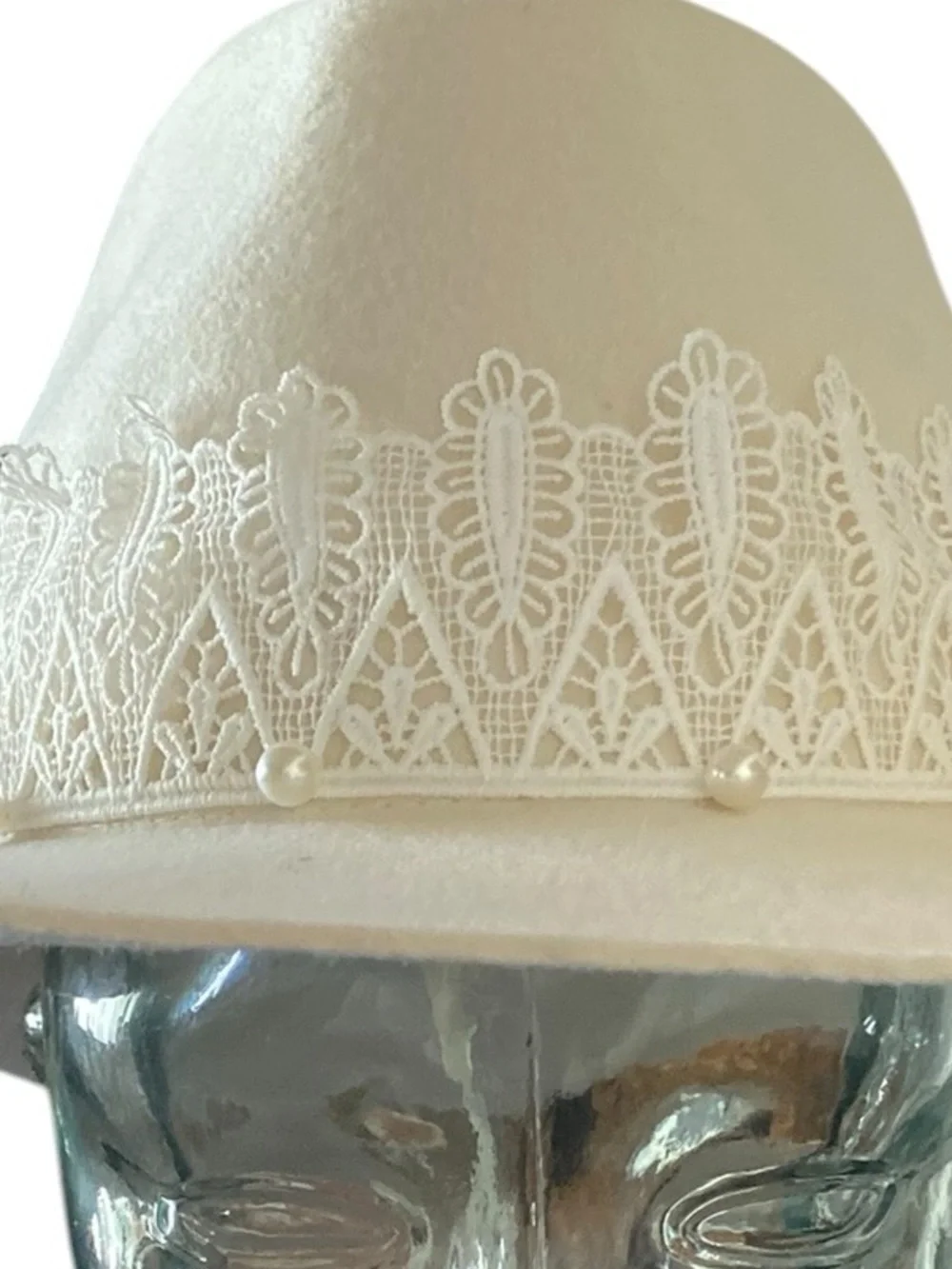 SD Hat Co Now & Forever Wool Felt Cowgirl Hat Lace Pearl Bridal festival Boho